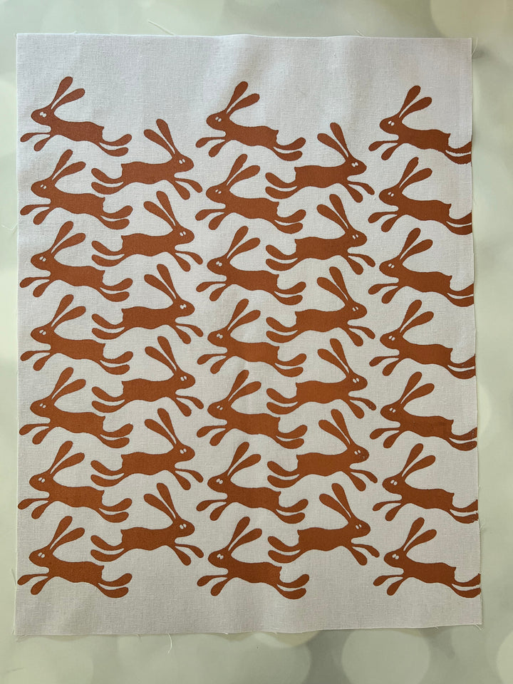 Silly Bunny ~ Screen Printed Essex Linen Fabric