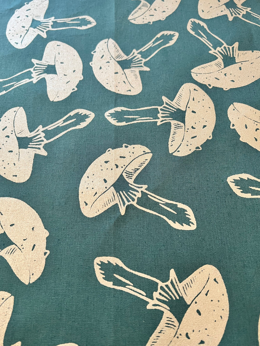 Mushrooms ~ Screen Printed Essex Linen Fabric