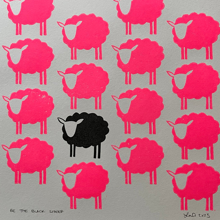 Be the Black Sheep Lino Print