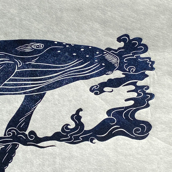 Sky Whale Lino Print