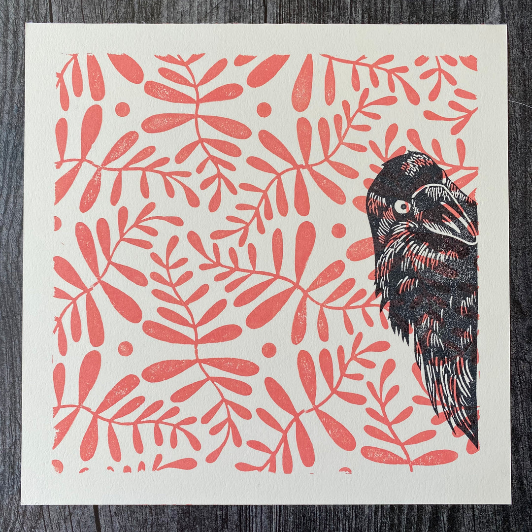 Crowing For Color Lino Print