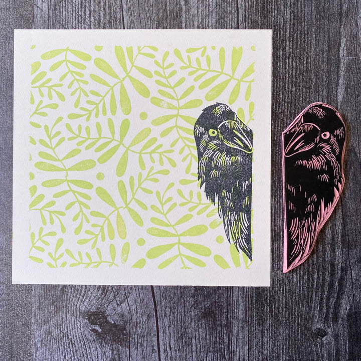 Crowing For Color Lino Print
