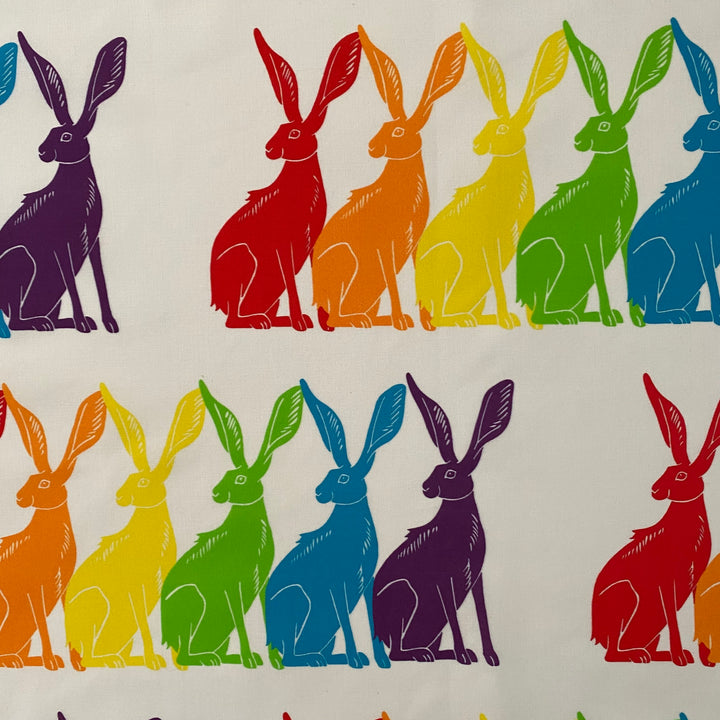 Rainbow Hares Fabric