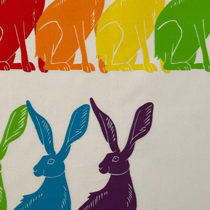 Rainbow Hares Fabric